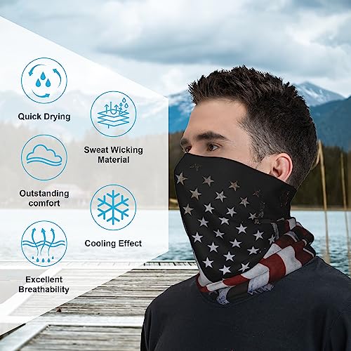 Hselogi SOUTHZQ0405 4Pcs Usa American Flag Headwear Neck Gaiter Tube Scarf Headbands Bandana Balaclava thumb #4
