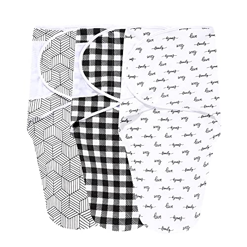 Image of Soft and Adjustable Baby Swaddle Wrap - Pack of 3 - Perfect for Newborns up to 3 Months - Safe and Comfortable Sleep Sack (black01)