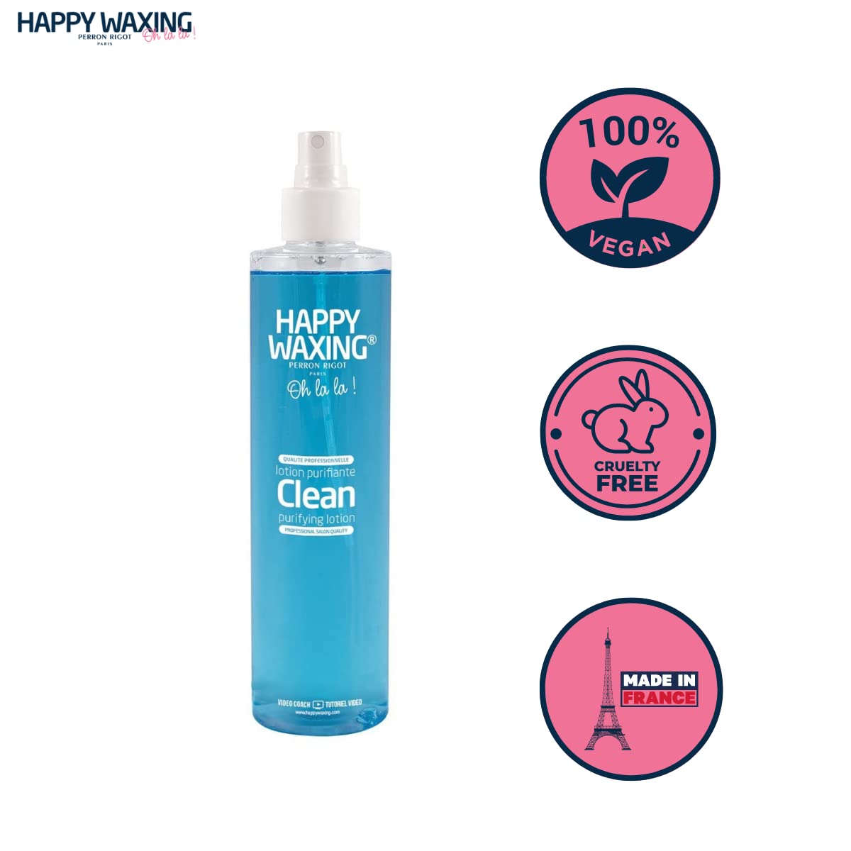 Happy Waxing - Clean Purifying Lotion - Spray Bottle - Prepare and Cleanse the Skin Before Waxing - Easy to Apply - Clean Fresh Scent- 8.45 OZ - 250 ML