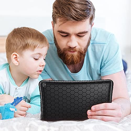 FINTIE Silicone Case for All-New Fire HD 10 and Fire HD 10 Plus Tablet (Only compatible with 11th Generation 2021 Release) - [Honey Comb] Shock Proof Back Cover, Black
