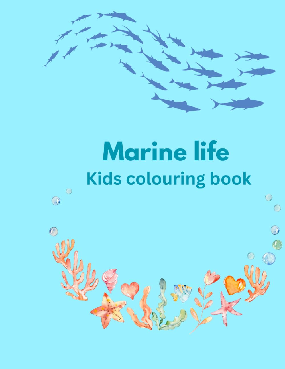 Marine life: Kids colouring book