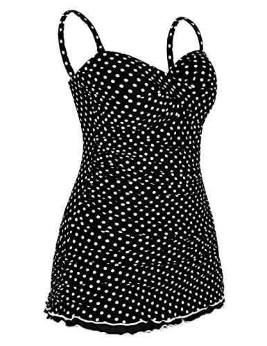 Hilor Women's One Piece Swimsuits Tummy Control Swimwear Ruffle Swimdress with Built in Swim Brief3