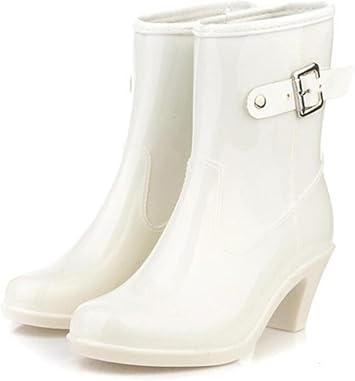 SISHUINIANHUA Botas de Agua de tacón Alto para Mujer con Hebilla en el  Tubo, Botas de Lluvia y Zapatos de Goma : Amazon.es: Zapatos y complementos