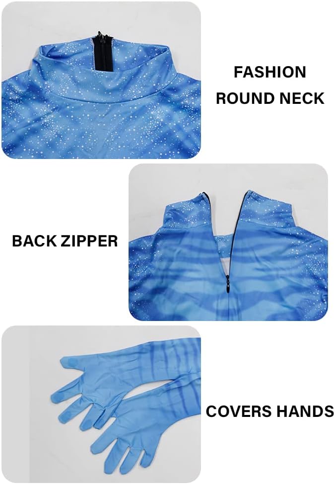 Men's Animal Bodysuit Costume with Big Tail Print Petsuit Spandex Furry Jumpsuit Cosplay Halloween Party