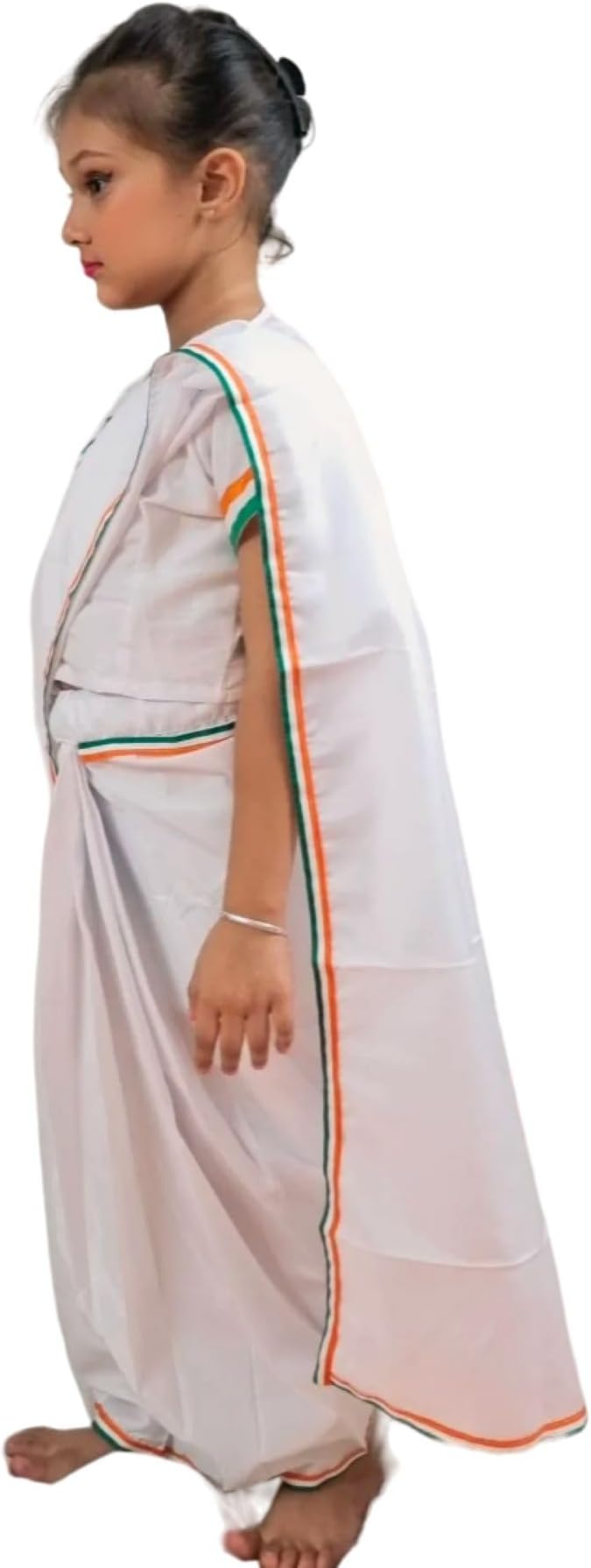 BookMyCostume Tri Colored Tricolor Saari Independence Day Indian Patriotic Girls Fancy Dress Costume 3-4 years