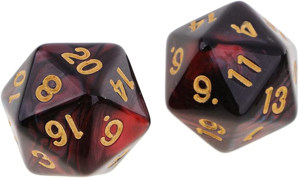 10PCS Polyhedral D20 Dice 20mm Acrylic 20 Sided Dice for RPG MTG DND Table Games (Red Blue)