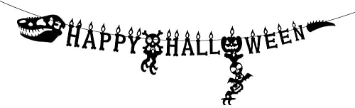 GOER Cartel de dinosaurio de feliz Halloween, 70 pulgadas con tema jurásico para decoración de fiestas de Halloween