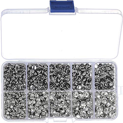 500 Sets Cz White Clear Crystal Rivets Rapid Rhinestone Silver Color Stud Rivets Fit For Diy Leather-Craft And Garment (Mixed 01) #TOP2