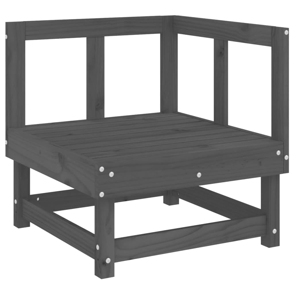 Canapé d'angle de jardin en pin massif gris pour vos apéritifs sur la terrasse