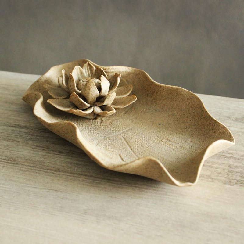 Incense Burner Handmade Stick Incense Holder Lotus Incense Burner Clay Process Crafts Home Decorations Censer Indoor Incense Holder Incense Stick Holder