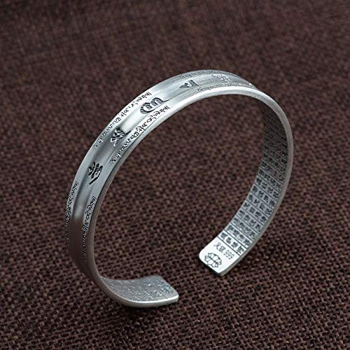 Bracelet argent S990 mat pour femme avec mantra gravé traditionnel