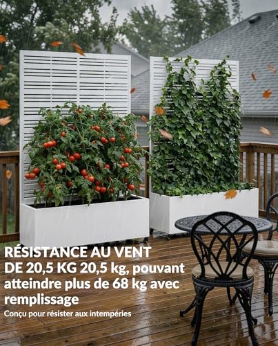 Carré potager résistant aux intempéries grand bac à fleurs à roulettes