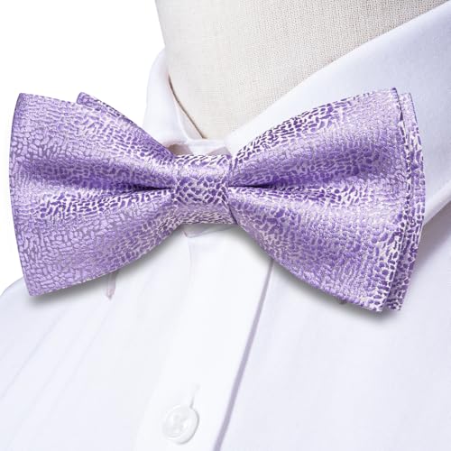 Image of Dubulle Mens Paisley Striped Bowtie Set Pre-tied Bowtie for Men and Pocket Square Set Wedding Business