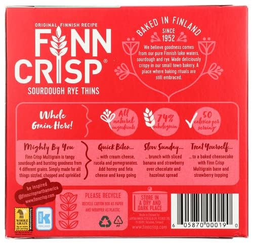 Miniatura 3 de Finn Crisp Pan crujiente de masa madre multigrano de centeno fino, caja de 6.2 onzas (paquete de 9) (1)