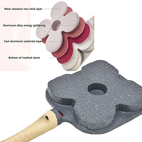 Image of Fried Egg Pan, Egg Frying Pan with Lid Nonstick 4 Cups Pancake Pan Aluminium Alloy Cooker for Breakfast(Black)