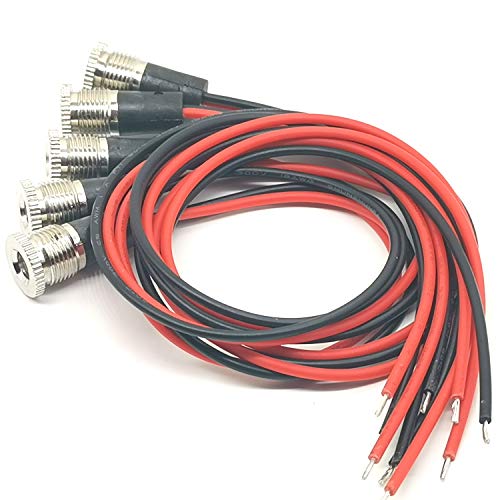 5Pack 5.5 x 2.5 MM Conector macho con cable y tapa impermeable miniatura 2