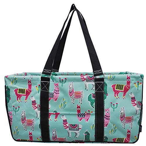 NGIL Extra Large Utility Tote Reusable Grocery Bag Oversized Collapsible for Groceries, Storage, Picnic, Beach (Llama Black)