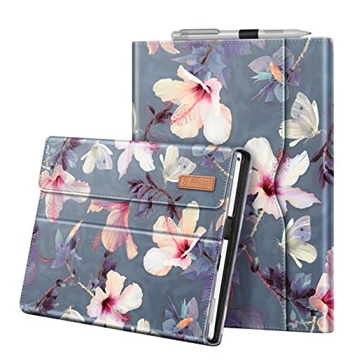 Fintie Fodral för Microsoft Surface Pro 7+ / Pro 7 / Pro 6 / Pro 5 / Pro 4 / Pro 3 – fodral med flera synvinklar skyddsfodral med dokumentslitsar, typ skydd kompatibel, blommande hibiskus