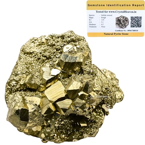 Image of Pyrite Stone Original Cluster Samples - High Energy Natural Iron Pyrite Stone Gold Rock Reiki Crystal Used for Increased Willpower and Manifestation (250-350 gram)