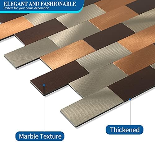Yipscazo 10-Sheet Easy DIY Backsplash Tile Peel and Stick for Kitchen, Bathroom (12'' X 12'', Brown)