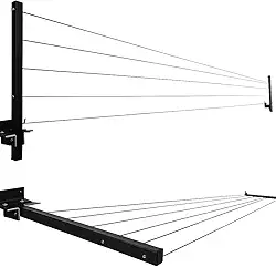 Varal Retrátil de Parede Reforçado 60 Kg – Alumínio + 21 m Cabo de Aço Inox – Resistência e Durabilidade