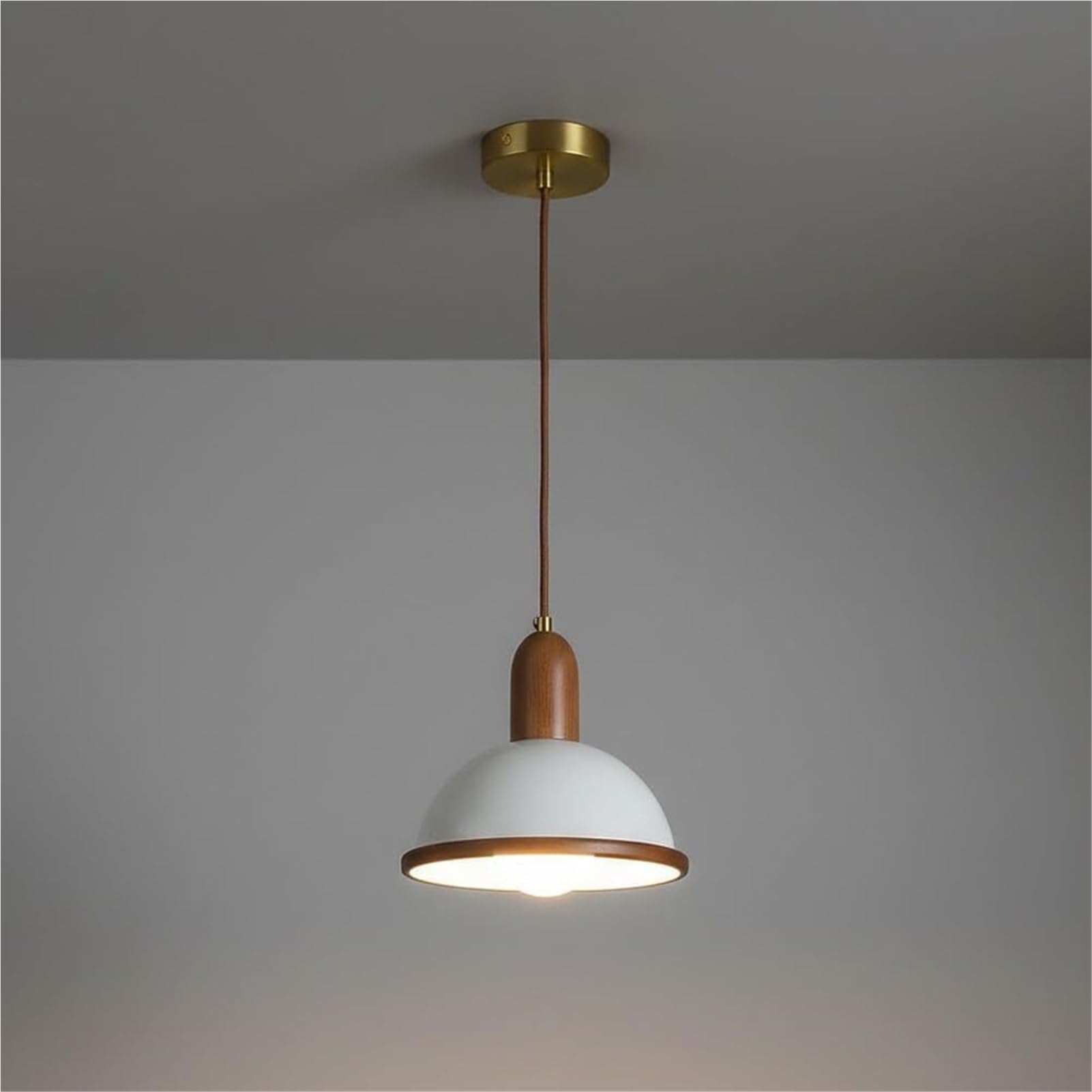 HUAYUSEDF Mid Century Nordic Walnut Cone Pendant Lamp Chandelier Hanging Lighting Ceiling Fixture Minimalist Retro Wood Finish for Dining Room Kitchen