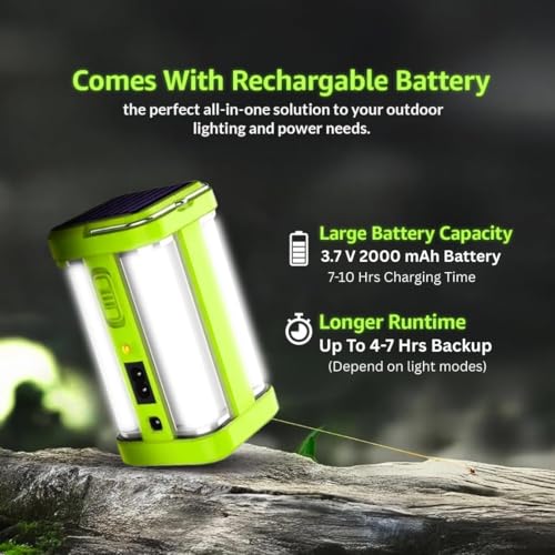 Image of VAACHII ONLY ONE 4 Tubes Rechargeable Solar Lantern, Multicolor | Charger Lights, 2 Working Mode, 1600 mAh Battery, 5-7 Hours Backup, Emergency Light for Home