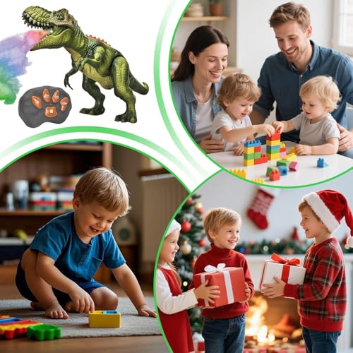 Robot dinosaure télécommandé avec effets lumineux et jet de vapeur - 4