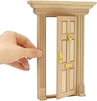 Vista 13 de Puerta de casa de muñecas iLAND a escala 1:12, accesorios de casa de muñecas de puerta en miniatura con patrón tallado y paneles de celosía 3D que