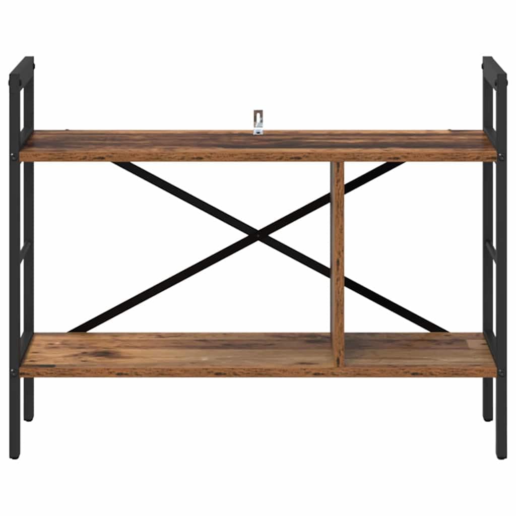 Regał na książki stare drewno, 75 x 30 x 58,5 cm, materiał drewnopochodny z wytrzymałą stalową ramą, 3 regały do salonu i wszechstronne przechowywanie, wzornictwo przemysłowe, trwały i łatwy w