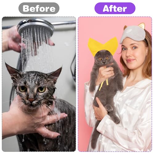 Image of 2Pcs Adjustable Pet Shower Caps, Cat Bath Dog Shower Cap, Waterproof Dog Ear Covers for Bath, Adjustable Cat Ear Muffs Swimming Supplies for Pets