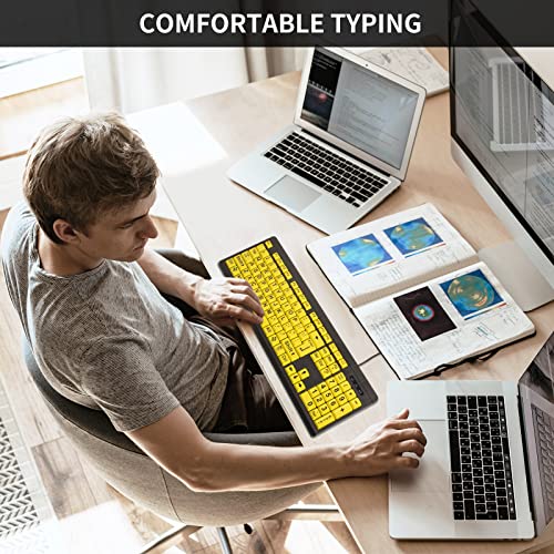 Adadmei Large Print Computer Keyboard, Wired Usb High Contrast Keyboard, Oversized Big Letters Keyboard For Visually Impaired Low Vision Individuals, Seniors, Students, Computer Beginners #TOP6