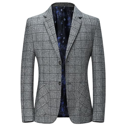 Costume plaid slim pour homme : veste de sport élégante à 2 boutons