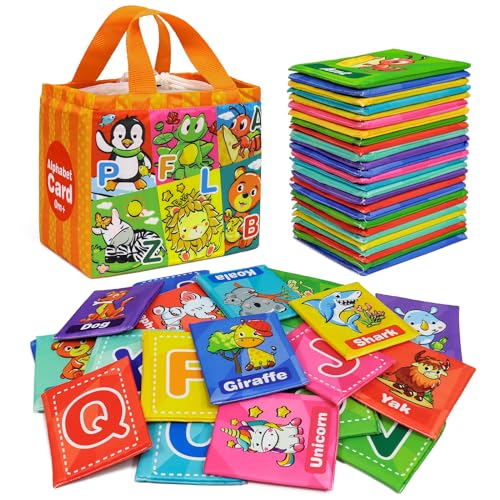 Image of Dr.Rapeti Soft Alphabet Cards for Baby Infant Toddler Kids 26pcs ABC Alphabet Cards 26 Letters Flash Cards with Storage Bag Washable Non-Toxic Early Learning Toy Baby Bath Toy