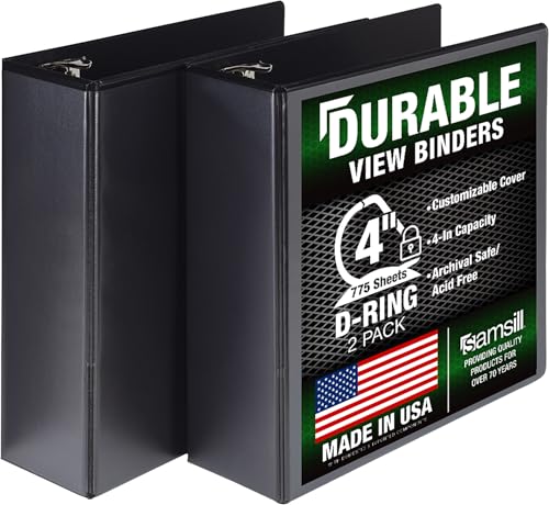 Samsill Durable 4 inch 3 Ring Binder, D Ring Binder, 100%...