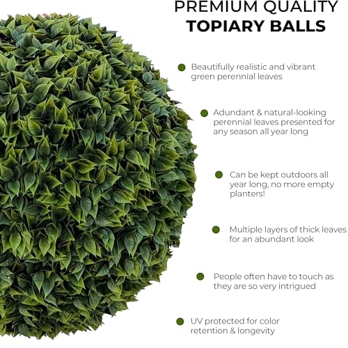 365 Curb Appeal 23" XL Topiary Balls (Estate Edition Boxwood, 2 Extra Large Luxury Faux Topiary Balls (4 Halves)) by 365 Curb Appeal - Used condition - Image 4