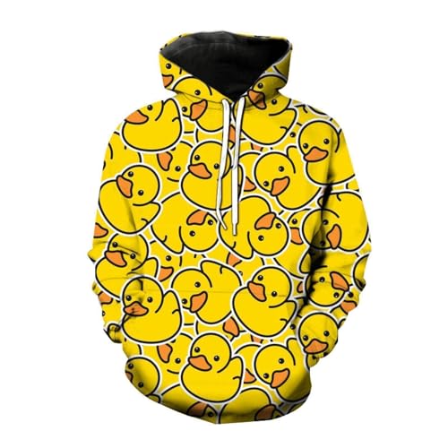 LIULINLIN Sweat à Capuche imprimé en 3D pour Hommes, Mignon Animal Jaune Canard, Street Cool, Sweat-Shirt décontracté, Haut Tendance