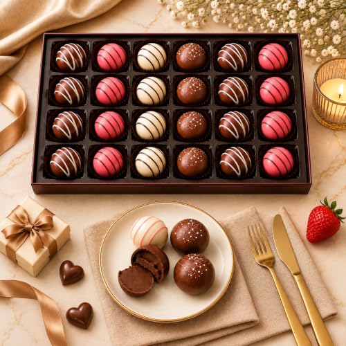 Image of 24 Pcs Premium Truffle Chocolate Gift Pack | Belgian Dark Chocolates Gift | Handmade Celebration Chocolate Gift Box For Girlfriend & Kids | Imported Chocolates | Chocolate Bouquet | Birthday Gift | Return Gift Hamper