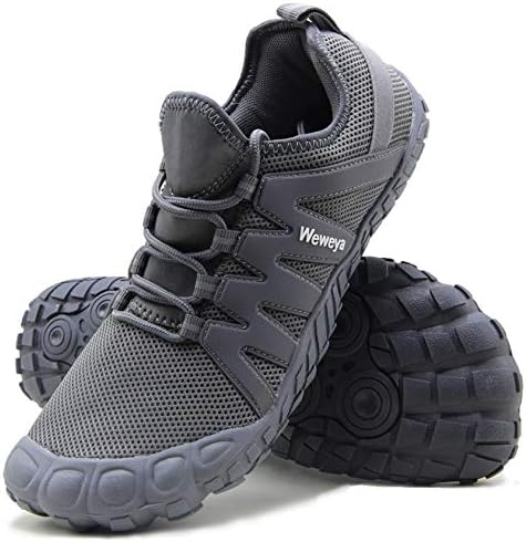 Cross Training Shoe Mens Five Fingers Minimalist Running Zero Drop Wide Toe Box Barefoot Shoes Camping Hiking Trekking Mountain Climbing Size 10 Grey