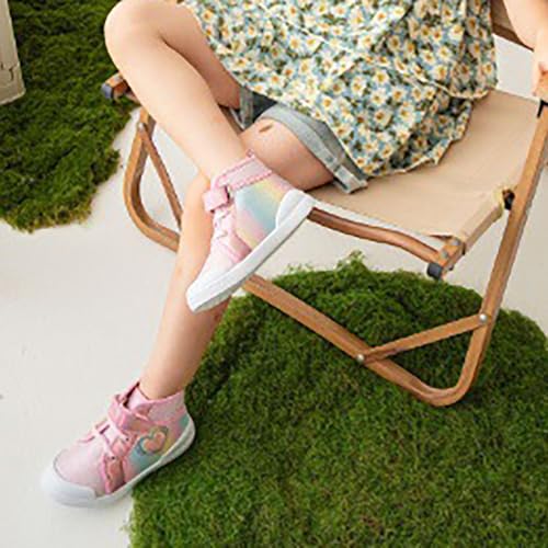 Toddler Girls Sequin Sparkly High Top Canvas Sneakers Kids Heart Print Glitter Walking Running Tennis Flat Shoes2