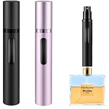 2PCS 10ml Perfume Atomizer Travel Refillable, Bottom-Filling Fragrances Perfumes Bottle, Pocket Atomiser for On the Go Black & Light Pink