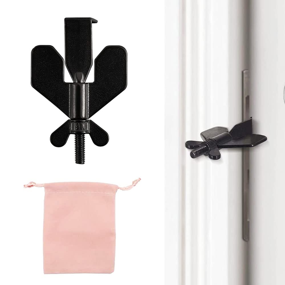 RYOZAI Portable Door Lock for Travel Safety and Privacy Lock Home Security Door Locker Travel Lockdown Devices from Inside Locks Anti-Theft Privacy Door Locker for Home Hotel School Apartment（Black）