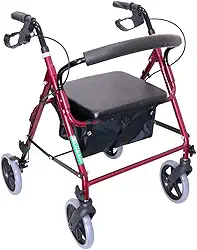 Andador de Alumínio Idoso com Assento, Rodas, Regulagem de Altura e Cesta - Dilepé