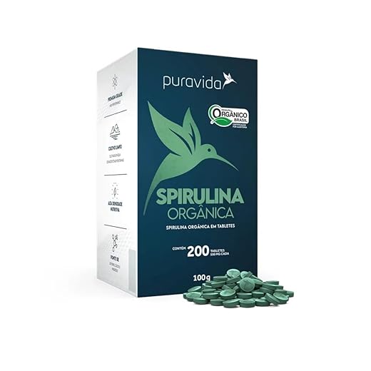 Puravida Spirulina Orgânica 200 tabletes