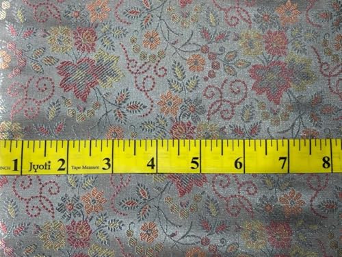 Tissu brocart de soie rigide gris argenté pour robe structurée - 4