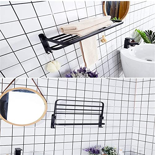 Barre à double serviette noire pliable et robuste pour optimiser le rangement - 2