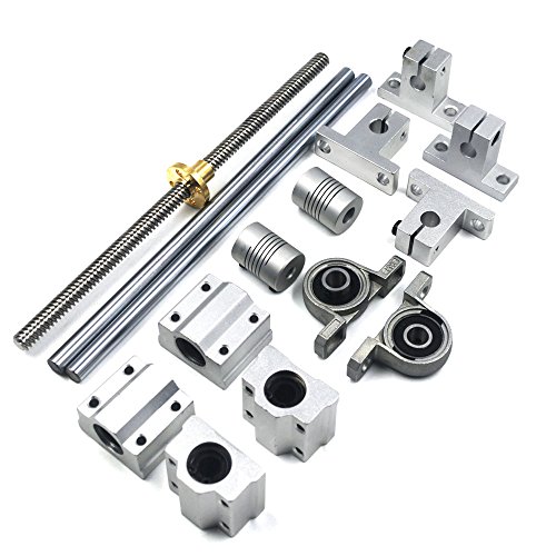Mergorun 200mm Horizontal Optical Axis & 8mm Lead Screw Dual Rail Shaft Support Pillow Block Bearings & Flexible Shaft Coupling for digital coordinate measuring equipment Set of 15