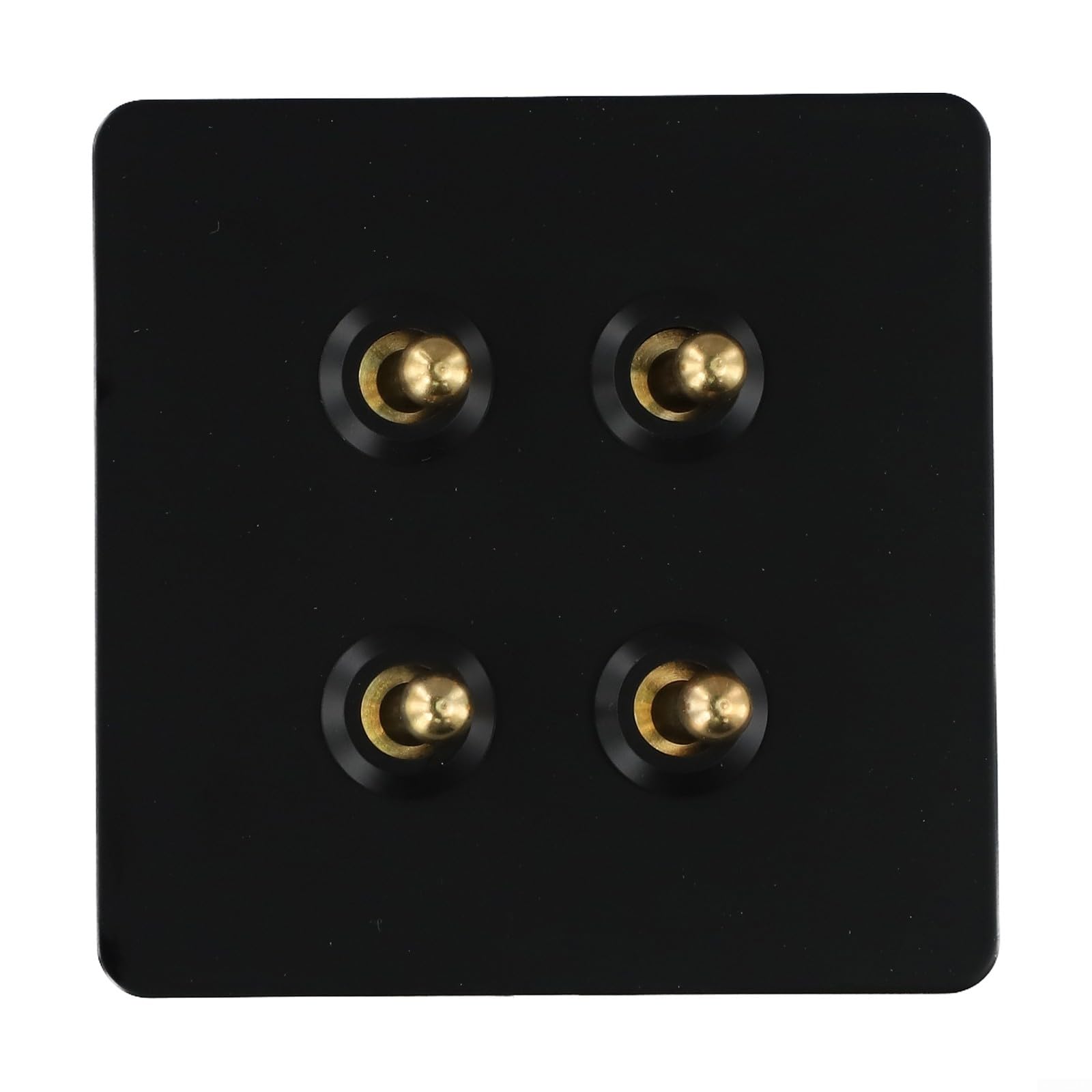 HaloModora Stainless Steel Panel Wall Toggle Light Switch with Brass Rod 1 Way 2 Way Black 86x86mm Indoor Electrical Control(4 Gang)