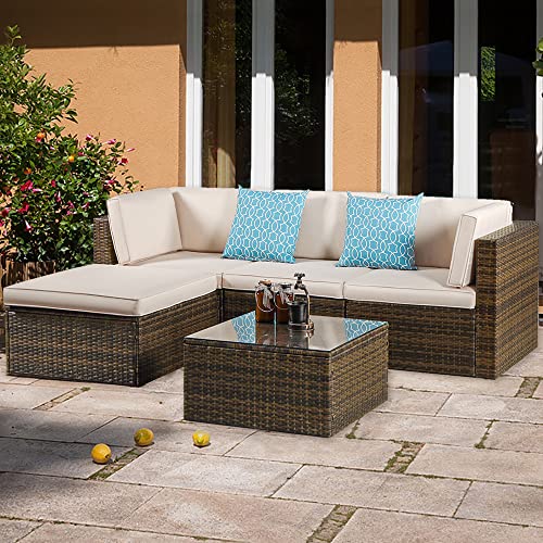 Balkonmöbel, Lounge Gartenmöbel Set Wetterfeste Polyrattan Sitzgruppe mit weich gepolsterten Kissen, inklusive Tisch mit… – Bild 7