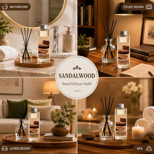 Image of STRN Sandalwood Reed Diffuser Oil Refill, Scented Diffuser with Stick 200ML